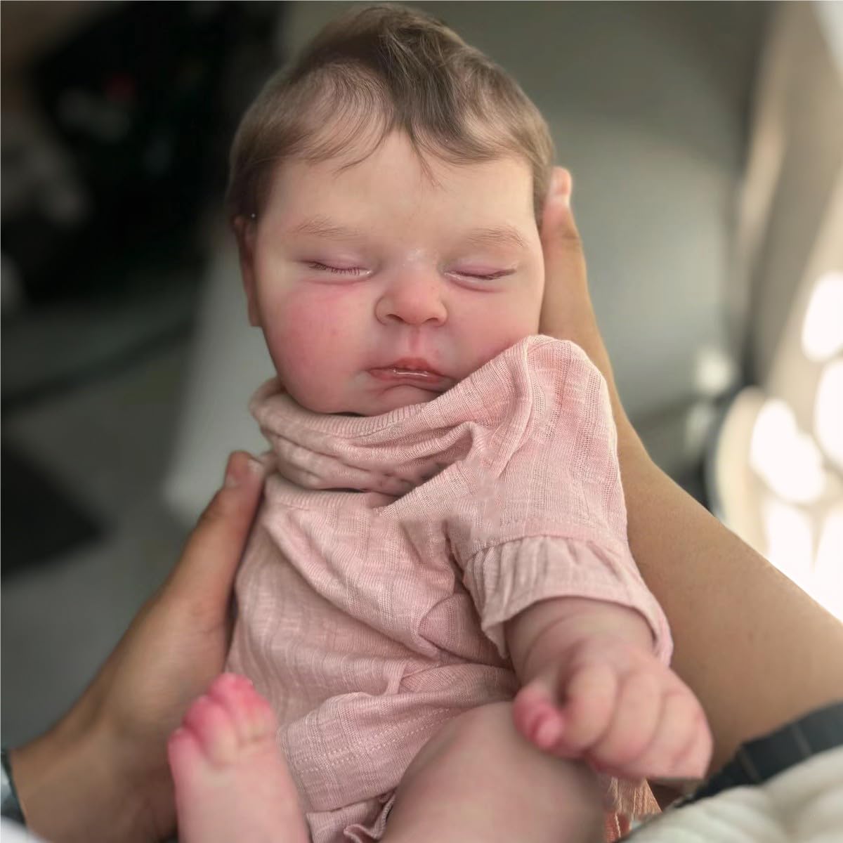 iCradle Lovely Real Look Reborn Baby Doll Girl 20inch 50cm Vinyl Silicone Baby Doll Cloth Body Realistic Newborn Doll Toy for Ages 3  (Pink Outfit Sleeping Doll)